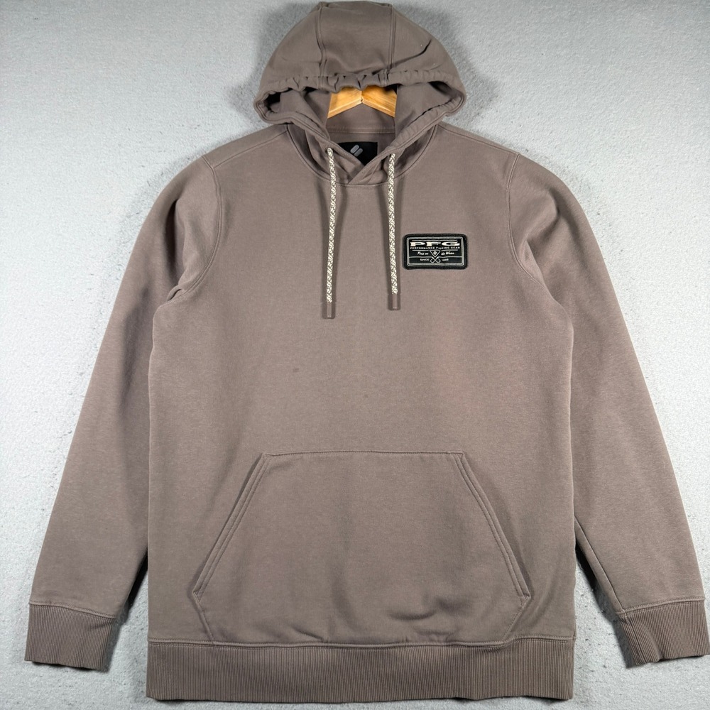 Columbia PFG Performance Fishing Gear Hoodie Mens Size M Brown‎ Comfort Logo